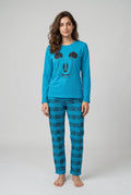 Women's Blue Mickey Mouse Print Night Suit